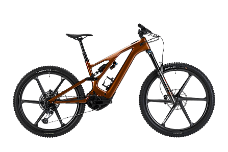 Kupferbraunes Level-X Turbo Levo Expert Bike Seitenansicht