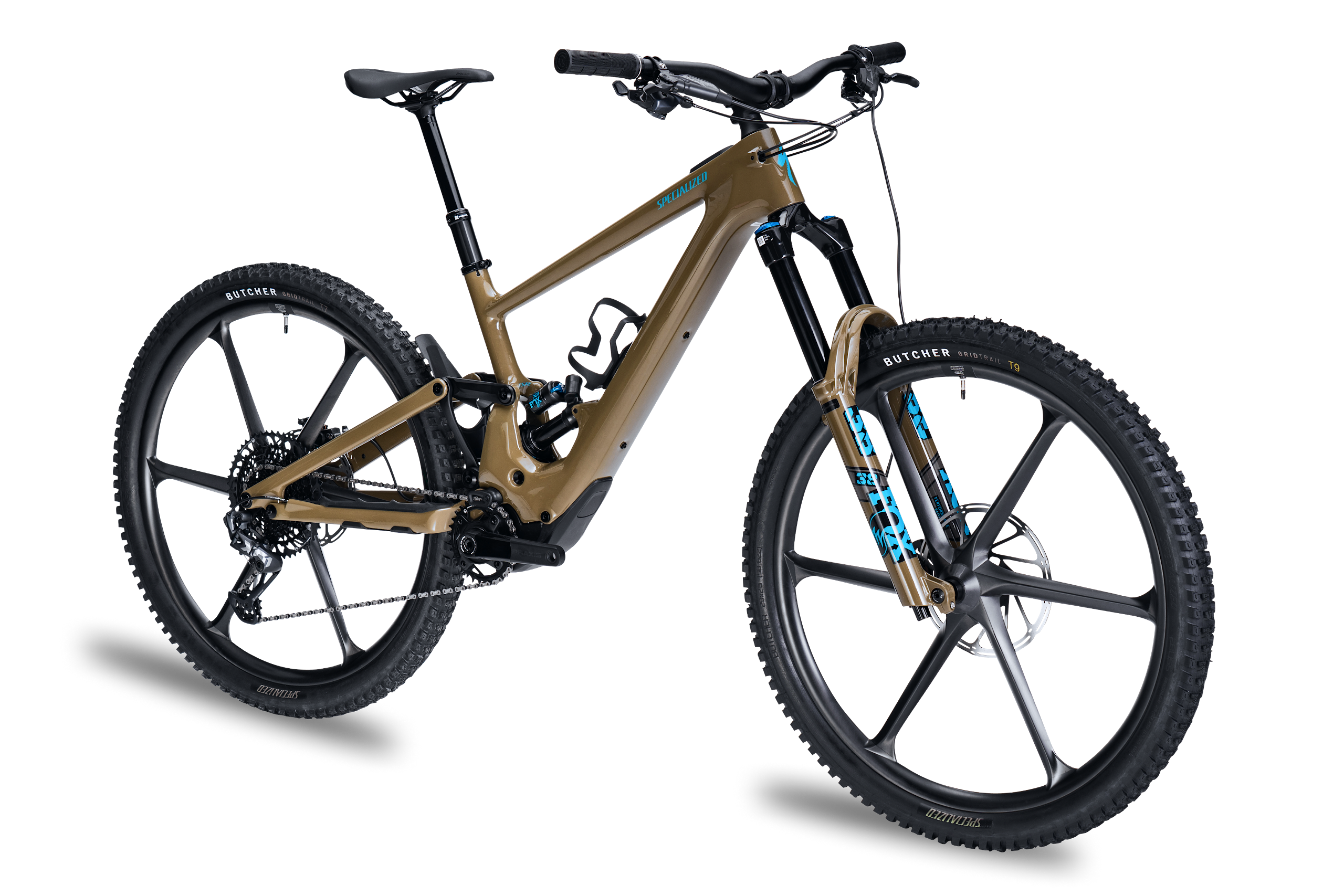 Goldfarbenes Specialized Turbo Kenevo SL Expert Bike von der Seite